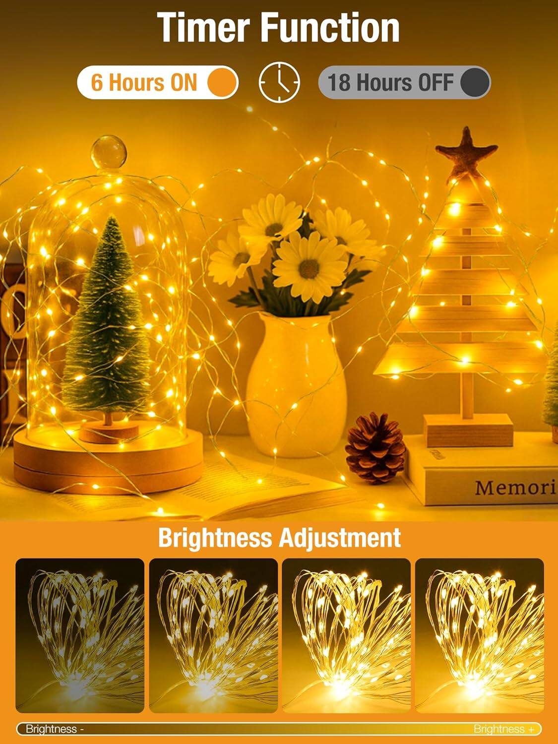 Timer Function  
6 Hours ON  
18 Hours OFF  

Memori Brightness Adjustment  
Brightness  
Brightness -  
Brightness +