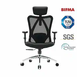SIHOO - M18 Ergonomic Office Chair, Computer Desk Chair with Adjustable Headrest, High Back Swivel Chair for Home Office - Black