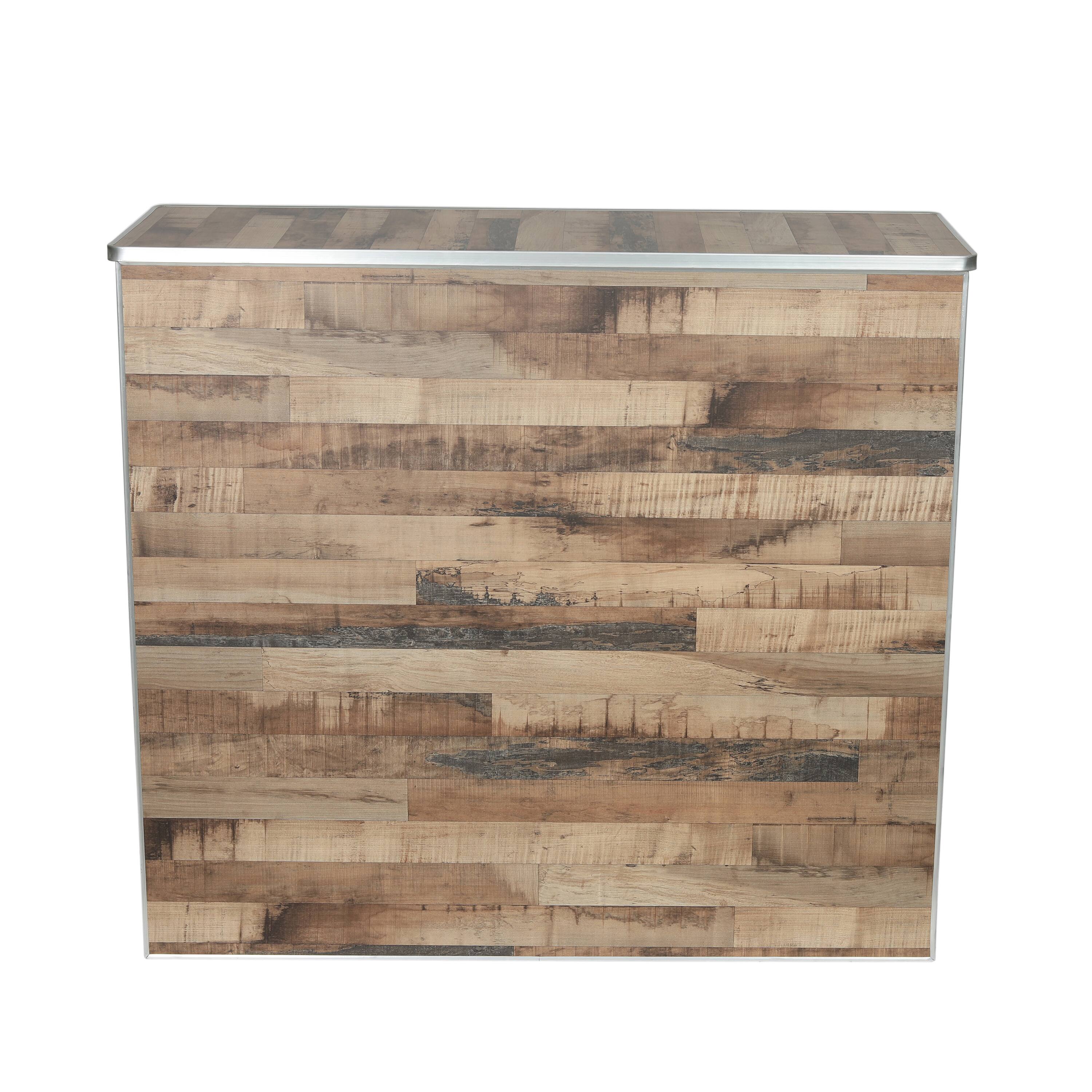 Angle. Flash Furniture - Amara 4' Rustic Natural Wood Plank Laminate Foldable Bar - Portable Event Bar - Natural.