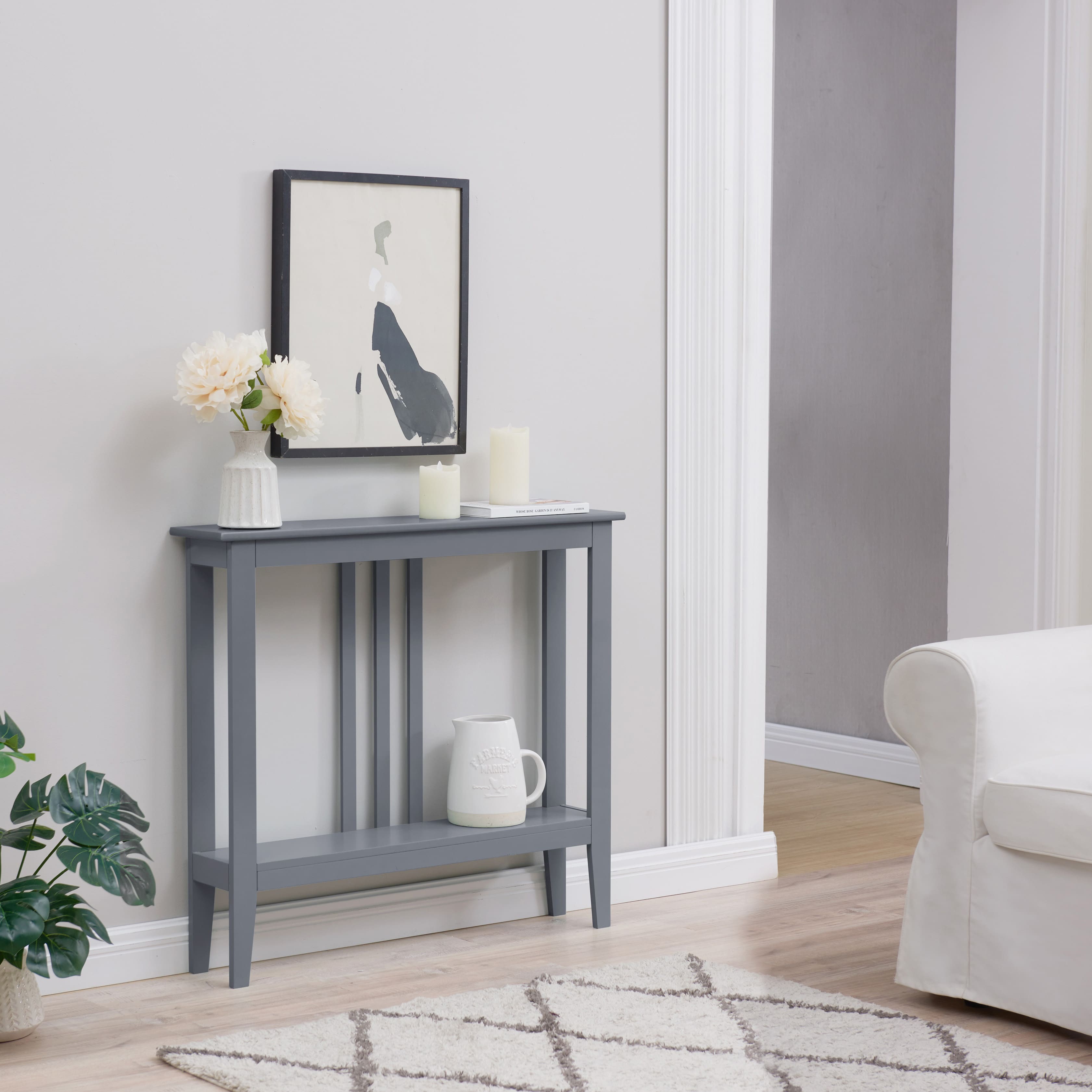 Front. Kings Brand Furniture - Kings Brand Furniture Entryway Table - Narrow Console Table - Console Table with Storage - Grey.