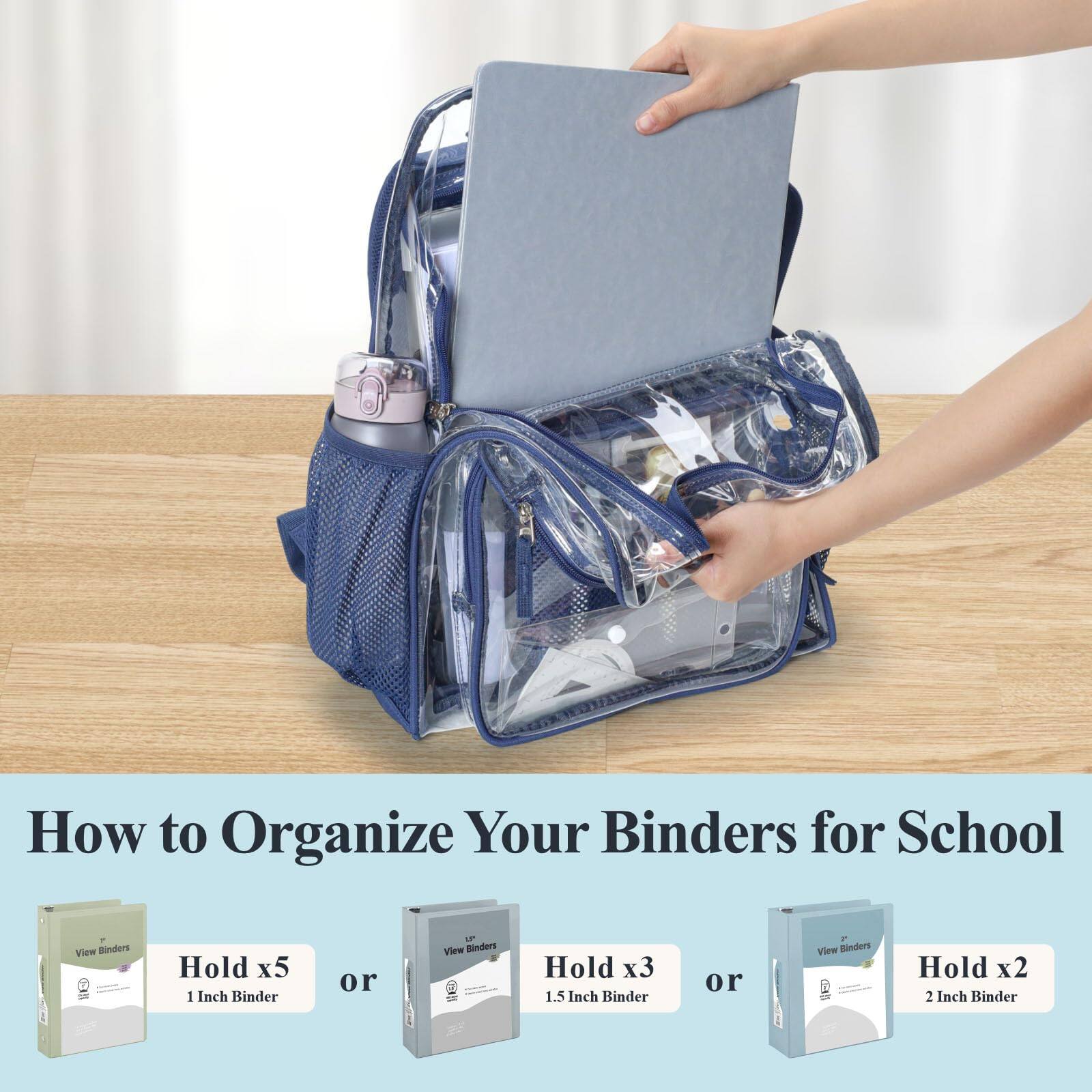 Alt View 3. Stamp n Camp - Clear Backpack For School - 17 Inch Large Heavy Duty Bookbag  See Through Pvc Backpacks (for 12 Above) - Mauve 17"-Daypack Backpacks.