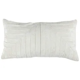 Manhattan Lane - 14 x 26 Lumbar Accent Throw Pillow, Hand Pleated, Vintage - Ivory White