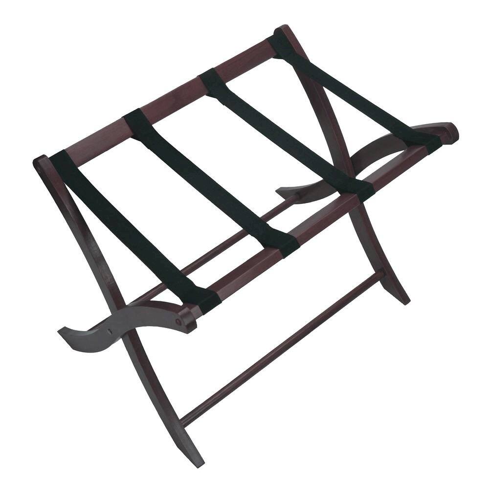 Alt View 1. FurniFact - Dark Espresso Solid Wood Folding Luggage Rack for Suitcases with Sturdy Straps - Espresso.