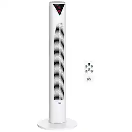 Loheer - Tower Fan Oscillating Freestanding Bedroom Cooling Fan with 3 Speed 12H Timer LED Remote White