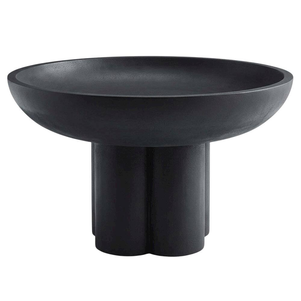 Front. FurniFact - Concrete Coffee Table in Neutral Finish with Sturdy Build and Modern Design - Black.