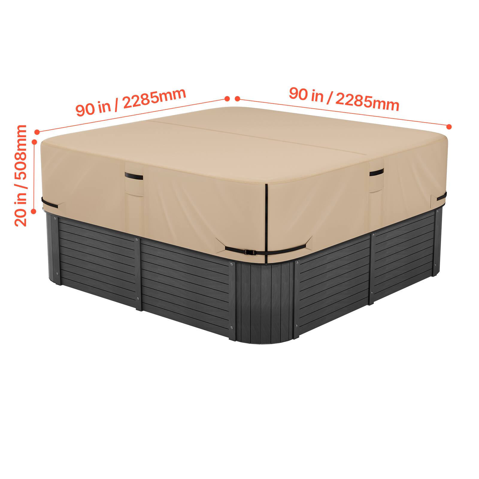 508mm / 20 in  
90 in / 2285mm  
90 in / 2285mm