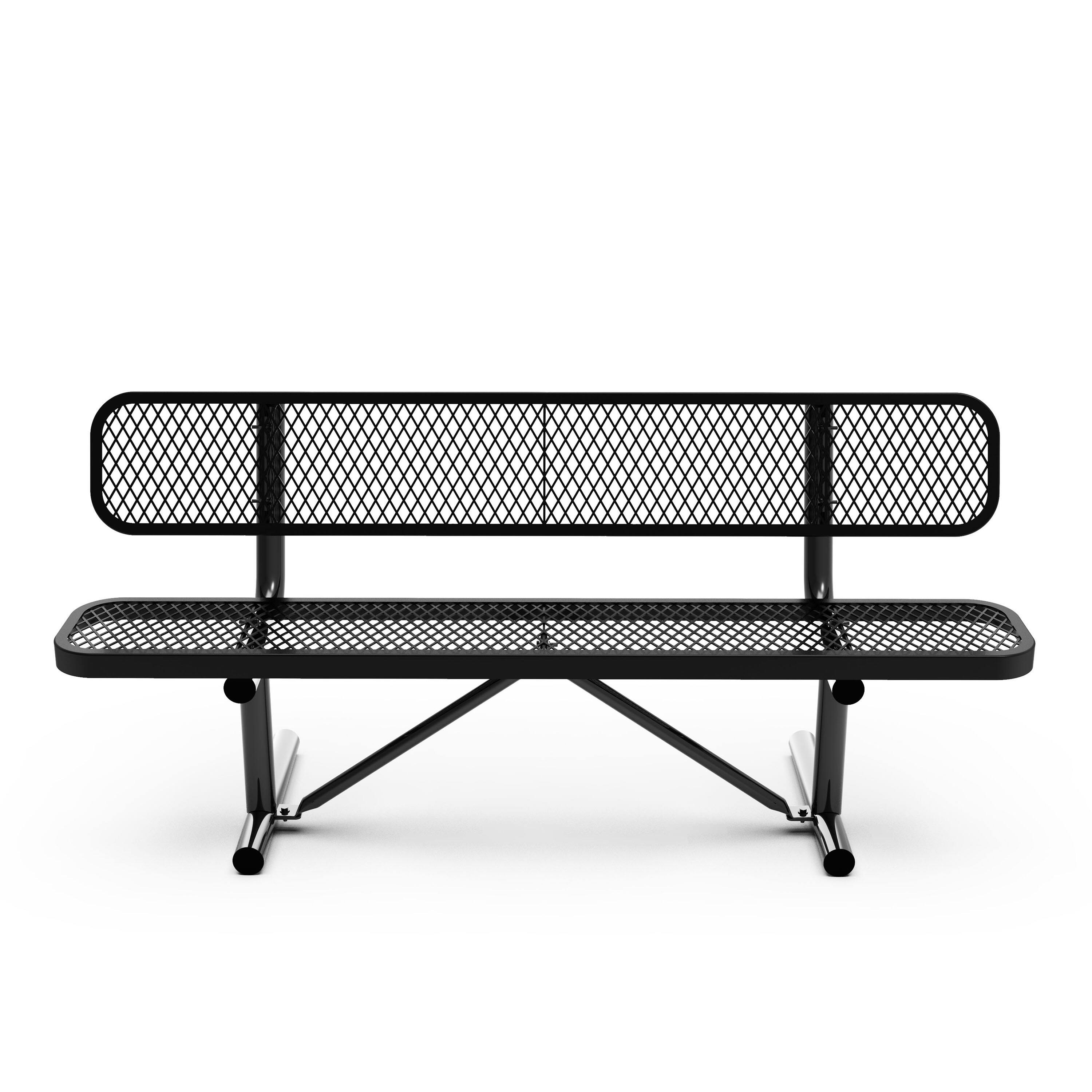 Angle. Flash Furniture - Sigrid 6' Outdoor Bench with Backrest, Commercial Grade Expanded Metal Mesh Seat and Backrest and Steel Frame in Black w - Black.