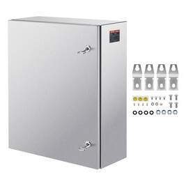 VEVOR - Steel Electrical Box, 24 x 20 x 8 in, 304 Stainless Steel Electrical Enclosure Box, Wall-Mounted Outdoor Electrical - Silver