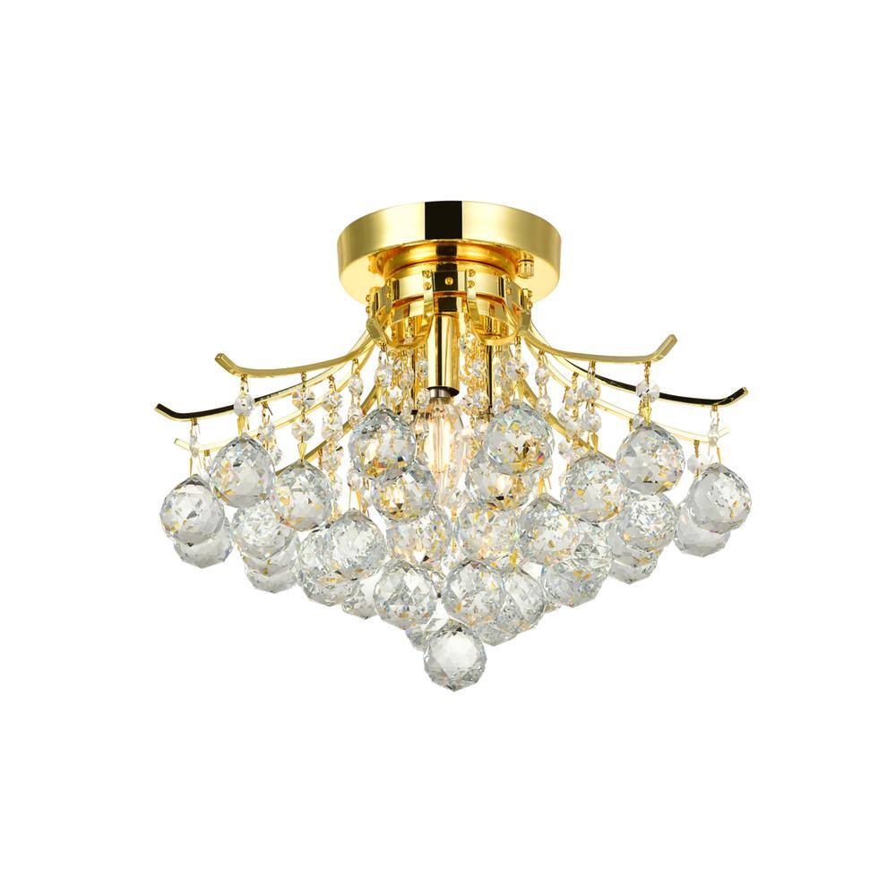 Elegant Lighting - Toureg 3 light Flush Mount Clear Royal Cut Crystal - Gold price history on PriceWatchPro