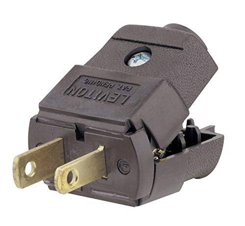 Leviton - Commercial and Residential Thermoplastic Polarized Plug 1-15P 20-16 AWG 2 Pole 2 Wire - Brown