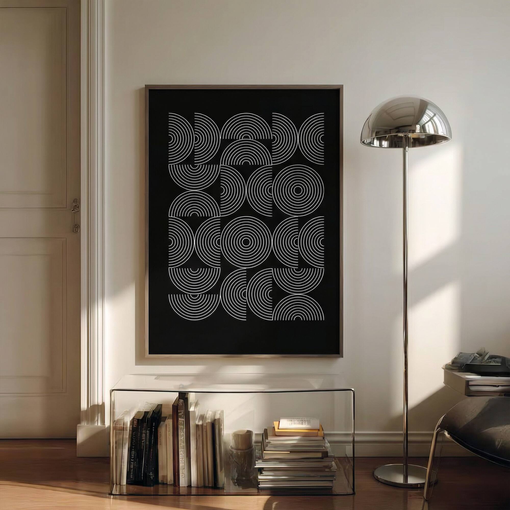 Back. HOMLUX - 1 Piece Framed Black and White Abstract Canvas Wall Art Art Wall Decor Decorative Canvas Print 36 in. x 24 in. - Multi-Colored.