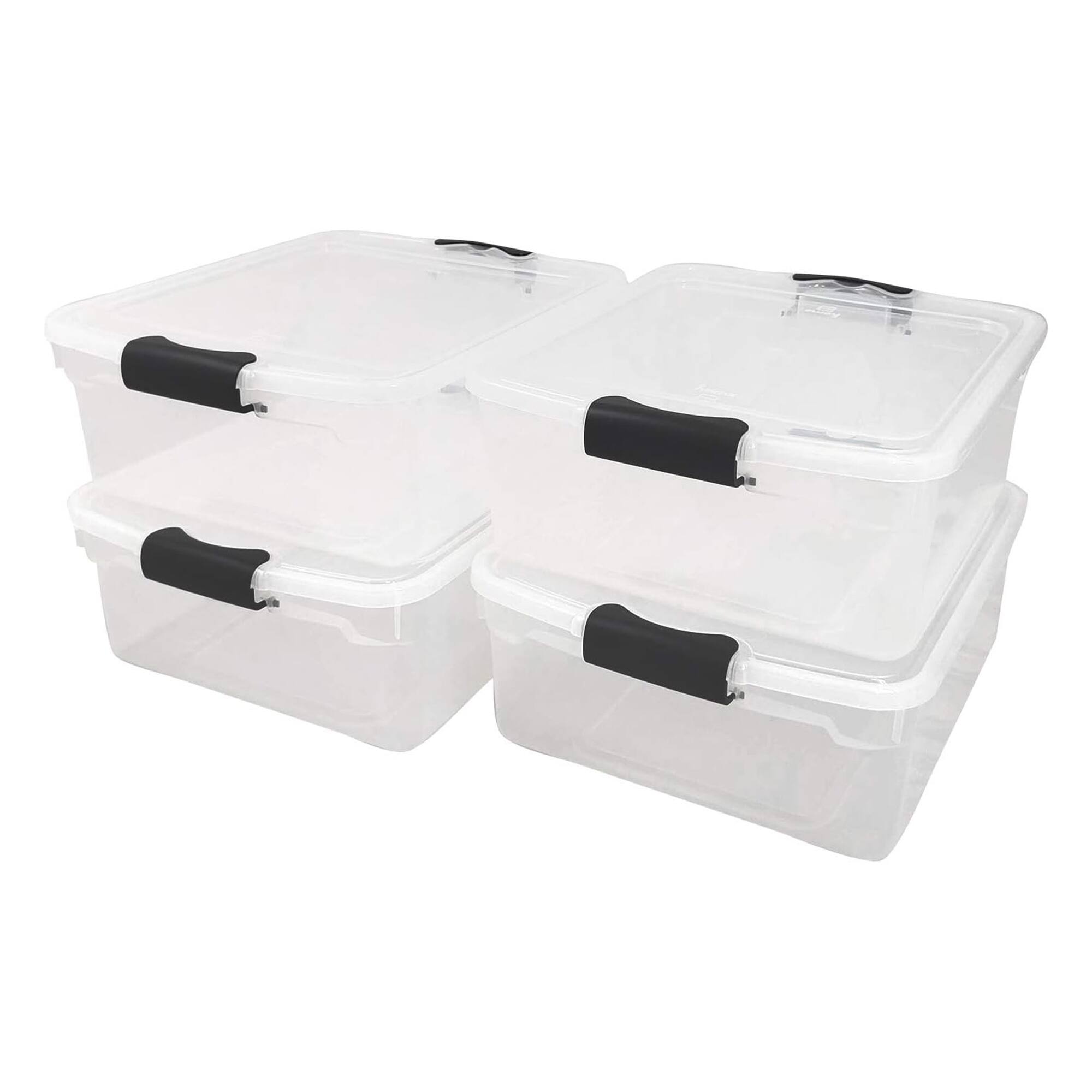 Alt View 8. Homz - Homz 15.5 Qt Plastic Stackable Storage Container w/Lid, Gray Latch (12 Pack) - Clear.