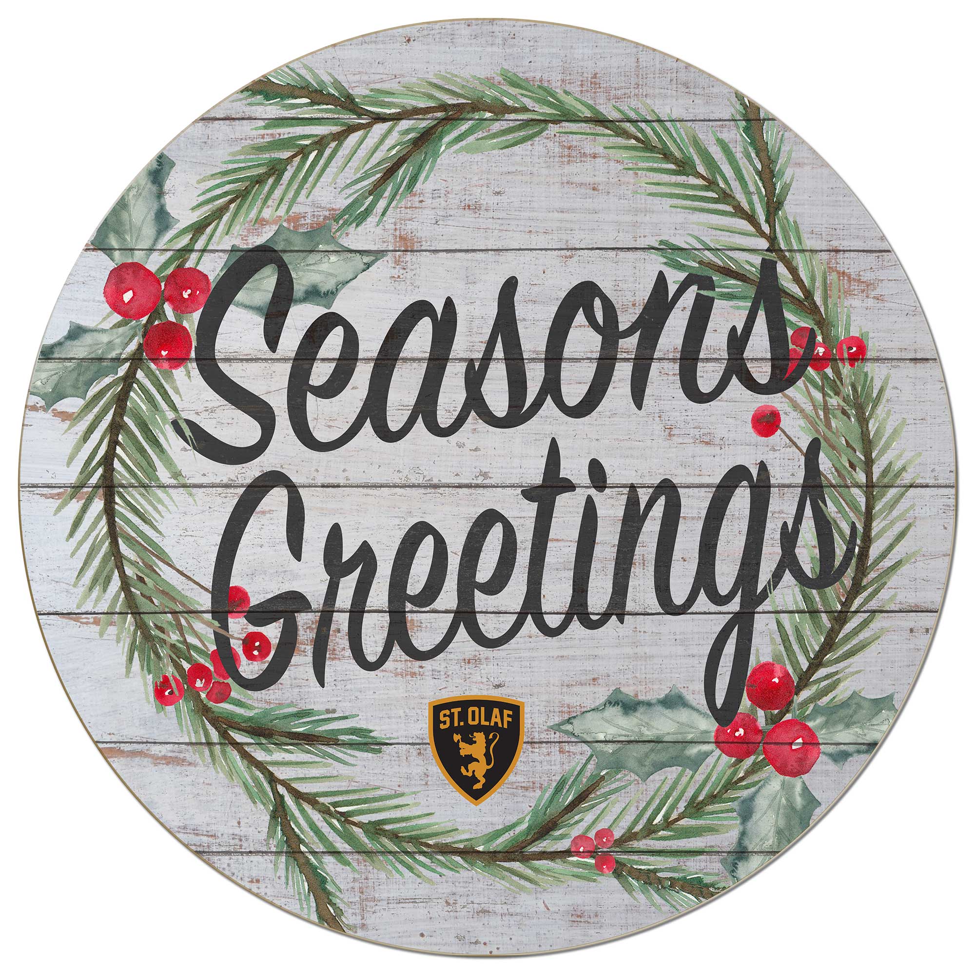 Jardine - St. Olaf Oles 20'' x 20'' Season's Greetings Circle - White