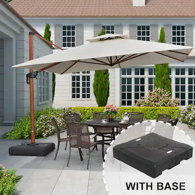 10x10 patio umbrella 10 ft Sunbrella Cantilever Deluxe Curvy Umbrella coated aluminum for enhanced rust resistance Domi 10'x10' Cantilever Patio Umbrella,