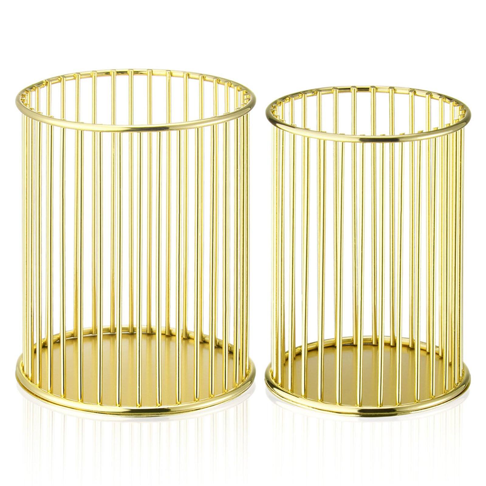 Front. Vulpecula Spade - 2 Sets Metal Pen Holder for Desk, Makeup Brushes Cup Holder, Pencil Holders, Pen cup, Home and Office Organizer, Gold.