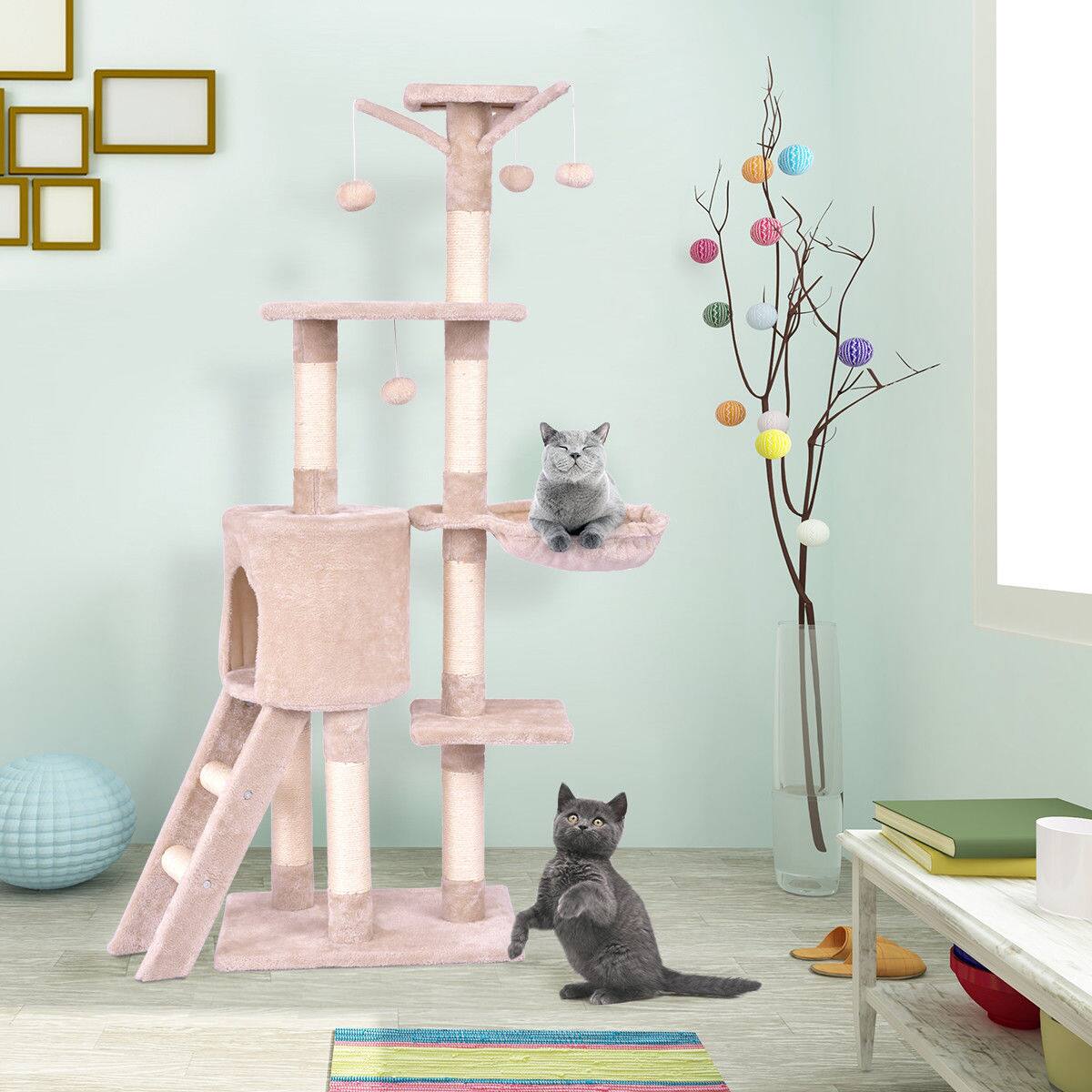 Alt View 1. Gymax - Gymax 56'' Cat Tree Kitten Pet Play House Furniture Condo Scratching Posts Ladder Beige.