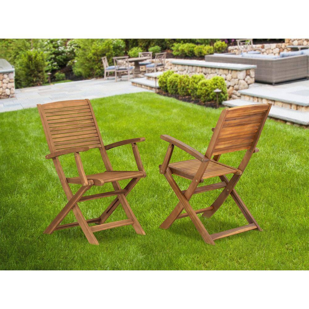 Alt View 2. East West Furniture - Modern Outdoor Patio Garden Side Wooden Patio Chairs - Brown.