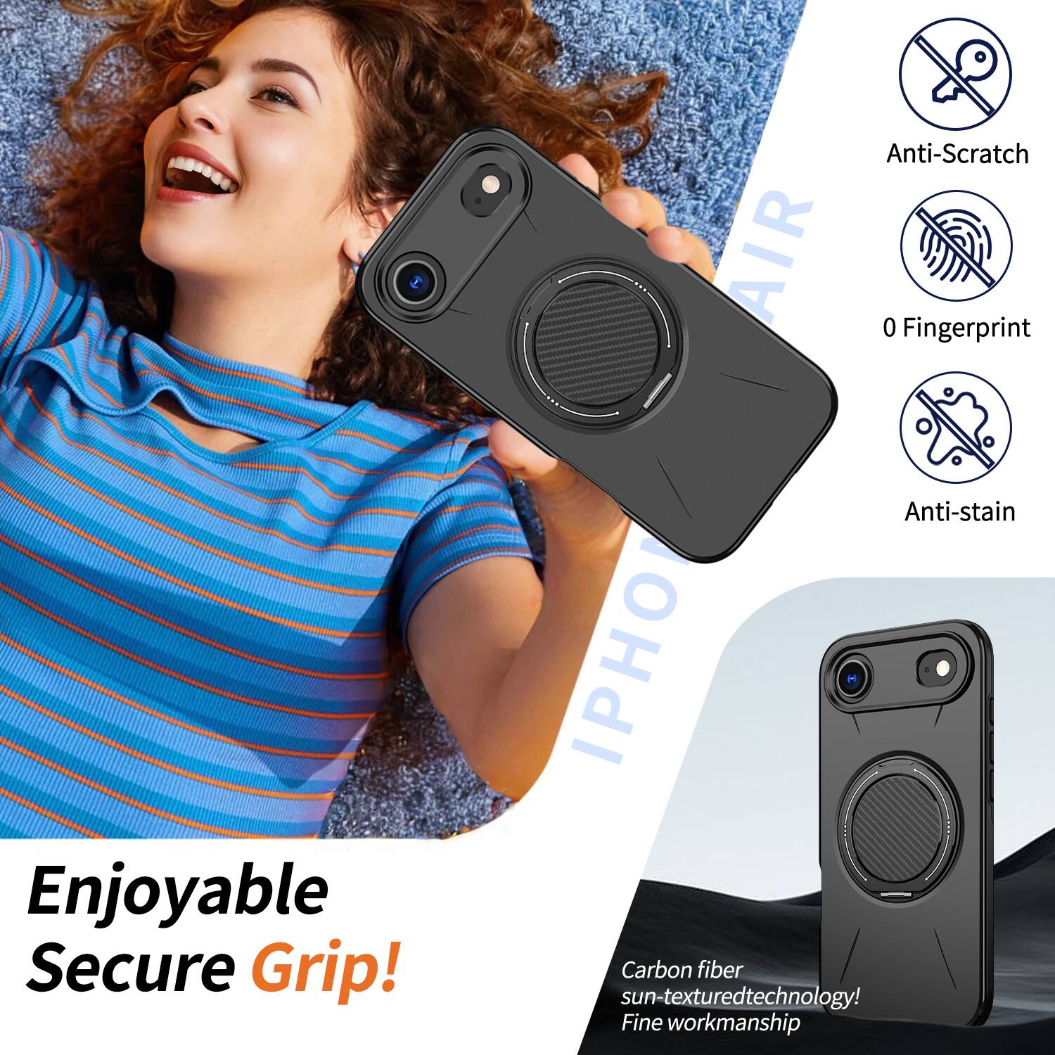 Dteck Rotating Magnetic Kickstand Protective Case for Apple iPhone Air ...