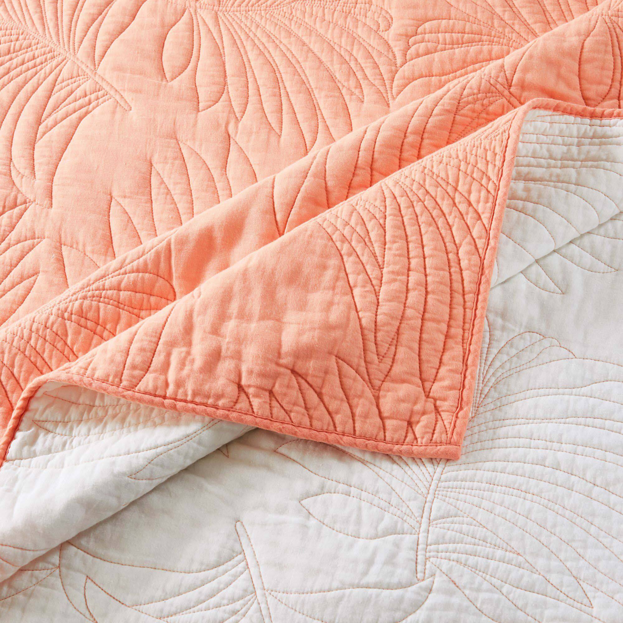 Alt View 2. Greenland Home Fashions - Greenland Home Fashions Palm Coast Finely Stitched Throw Blanket Classic Solid Color Style 50" x 60" Coral - Coral.