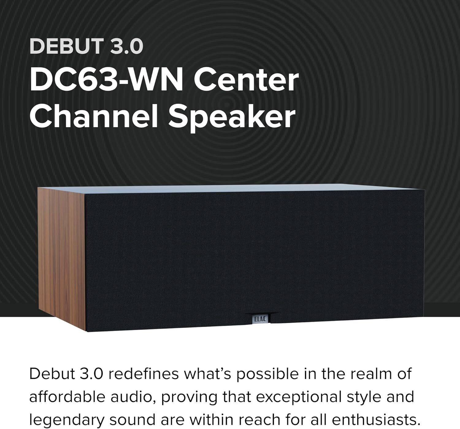 DEBUT 3.0 DC63-WN Center Channel Speaker

ELAC Debut 3.0 redefines what's possible in the realm of affordable audio, proving that exceptional style and legendary sound are within reach for all enthusiasts.