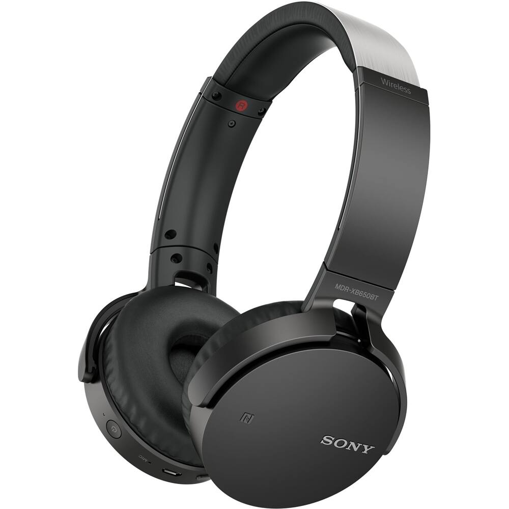 Angle. Sony - XB650BT Over-the-Ear Wireless Headphones - Black.