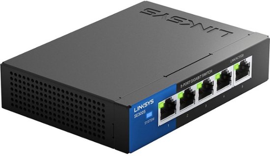 Alt View Zoom 11. Linksys - 5-Port Gigabit Ethernet Switch - Black/Blue.