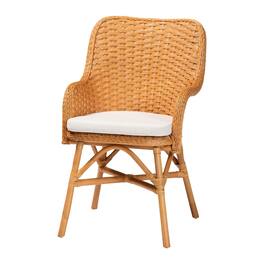 bali & pari - Celsie Bohemian Rattan Dining Chair - Light Honey/White