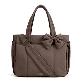 Bagsmart - Crush 20L Tote Bag for Women, Puffer Work Gym Bag, Fits 15.6" Laptop & 40oz Tumbler, Waterproof Pocket & Yoga Mat - Coffee