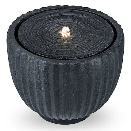 Front. Costway - Costway 17.5" Outdoor Round Sphere Water Fountain with LED Lights & Pump for Garden Patio - Gray.