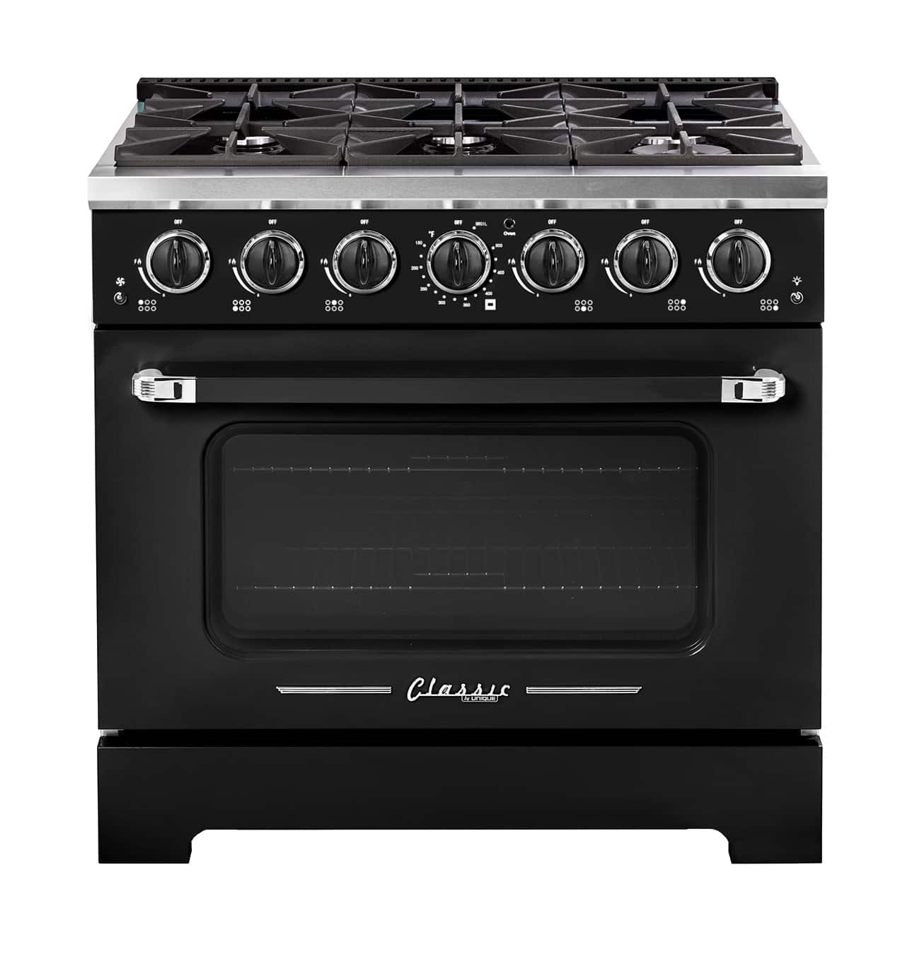 Unique Appliances - Classic Retro 5.2 Cu. Ft. Freestanding Gas Convection Range - Midnight Black - Front_Zoom