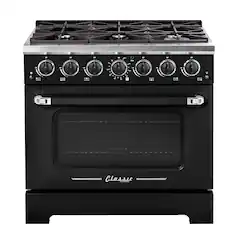 Unique Appliances - Classic Retro 5.2 Cu. Ft. Freestanding Gas Convection Range - Midnight Black - Front_Zoom