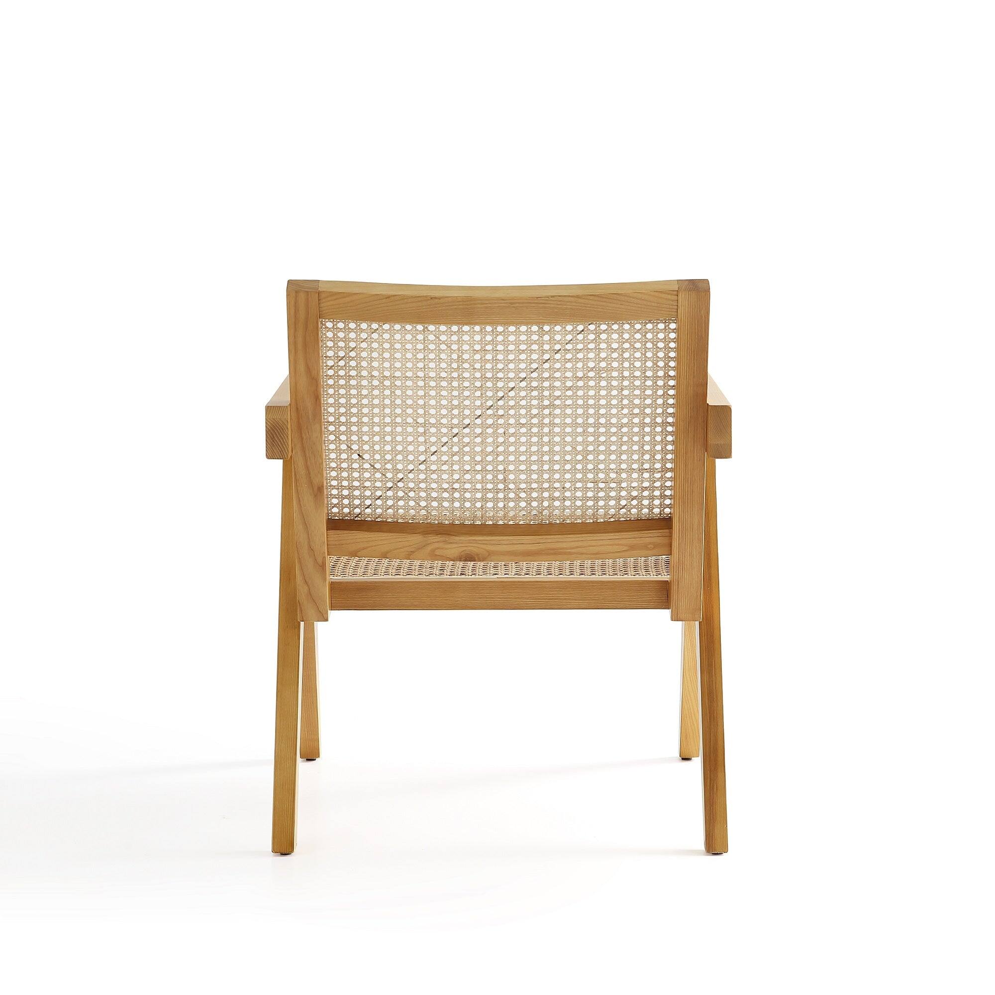 Manhattan Comfort Hamlet Industry Chic Cane Back Wood Accent Armchair ...