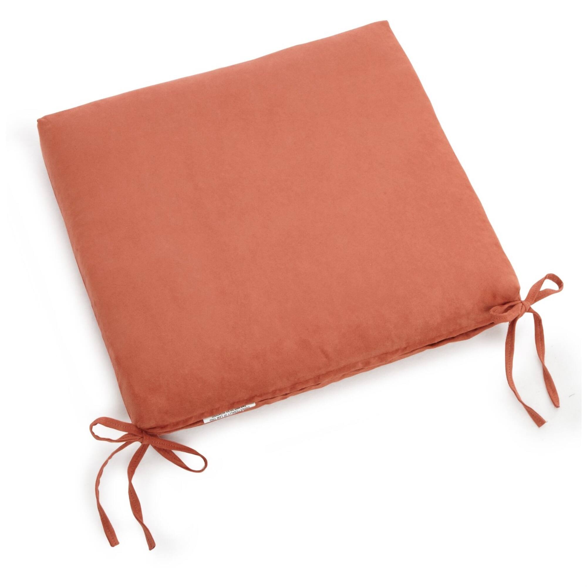 Front. Blazing Needles - 20-inch by 19-inch Solid Microsuede Chair Cushion - Spice.