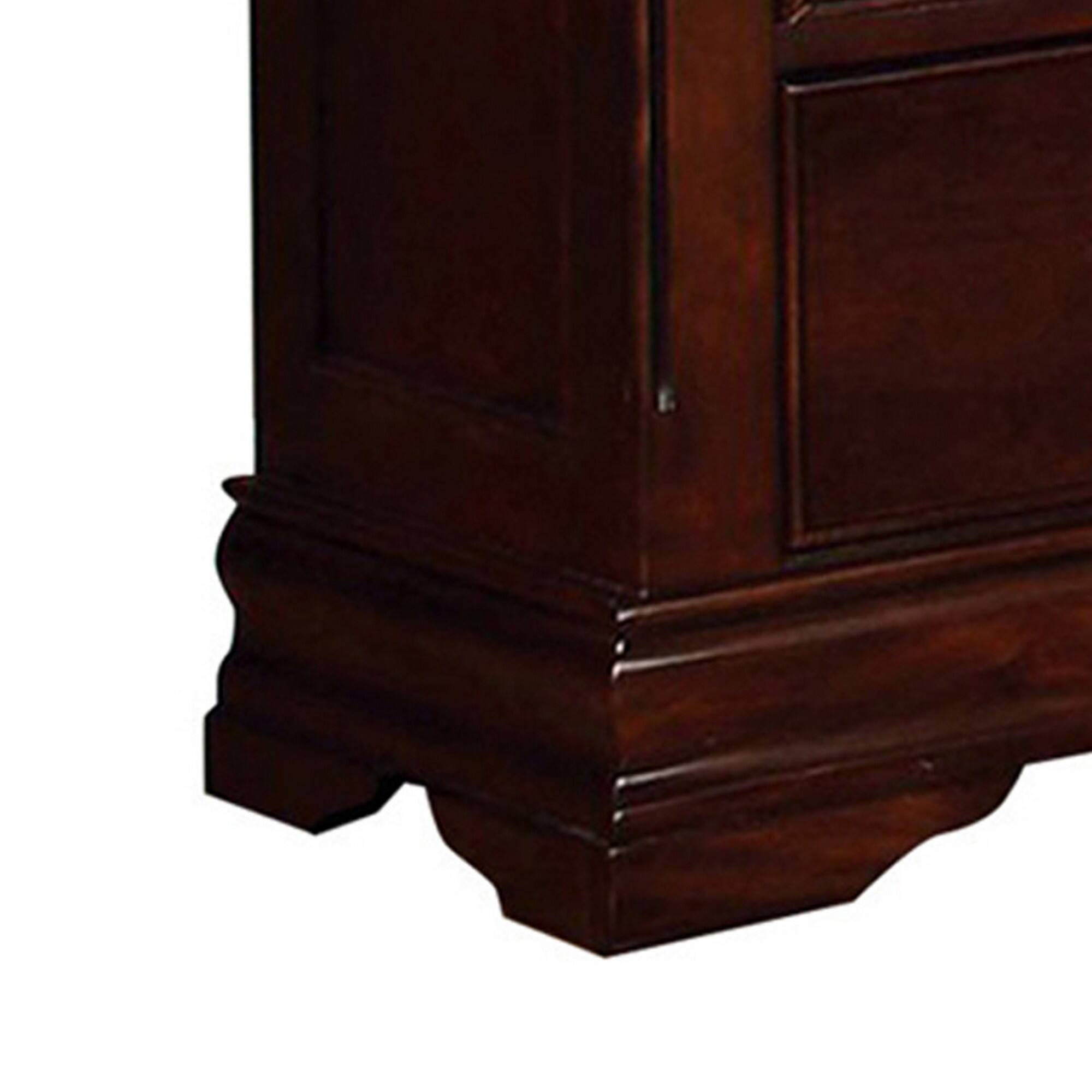 Alt View 3. Manhattan Lane - 2 Drawer Wooden Nightstand with Hidden Top Drawer and Metal Handles - Brown.
