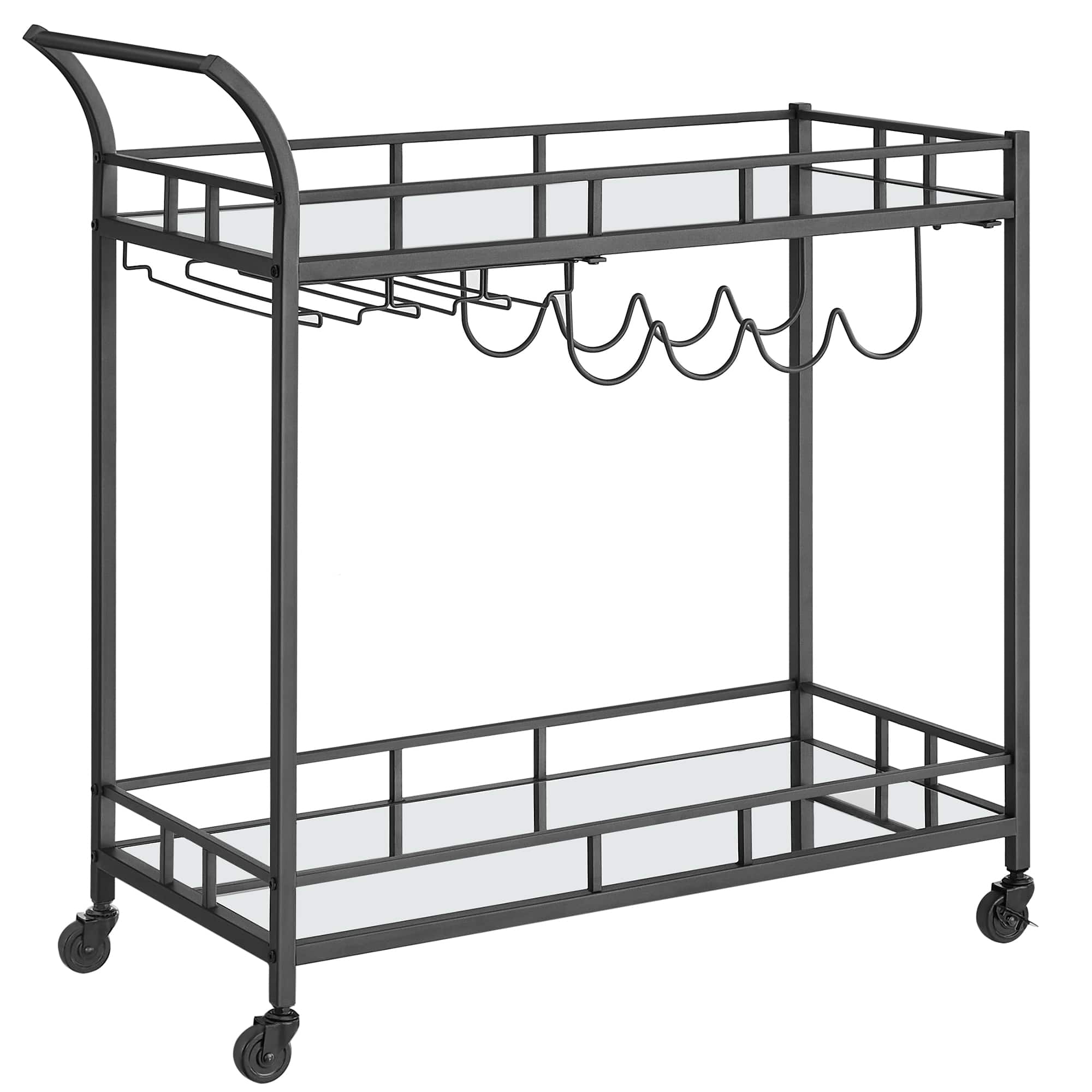 Songmics Home - Bar Cart Gold, Home Bar Serving Cart, Wine Cart with 2 Mirrored Shelves, Wine Holders, Glass Holders, for Kitchen - Black price history on PriceWatchPro