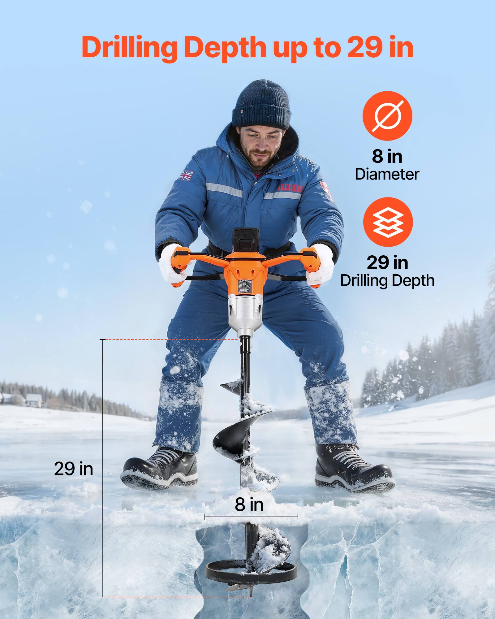 Drilling Depth up to 29 in

8 in Diameter

29 in Drilling Depth