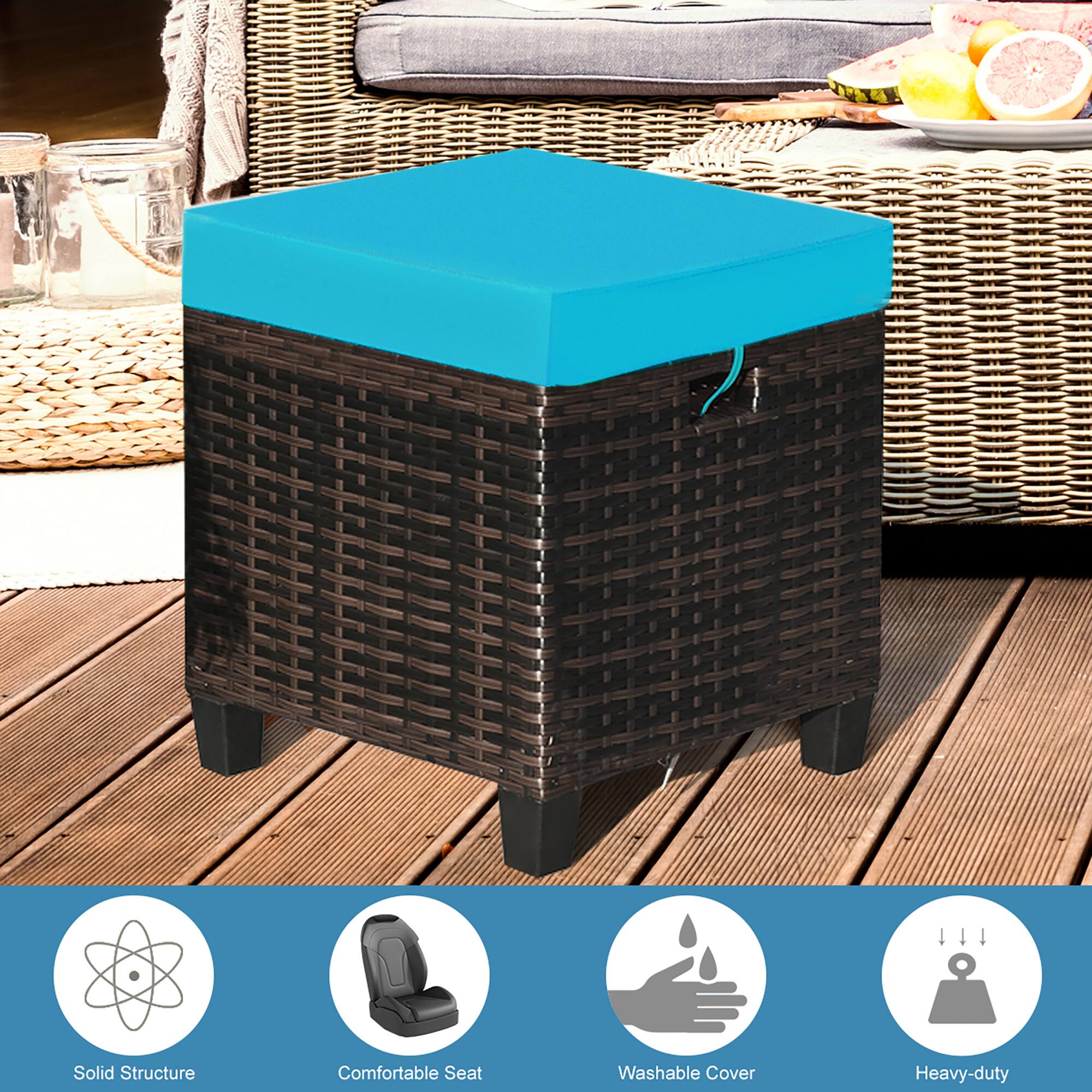 The text on the image reads: "Solid Structure, Comfortable Seat, Washable Cover, Heavy-duty."