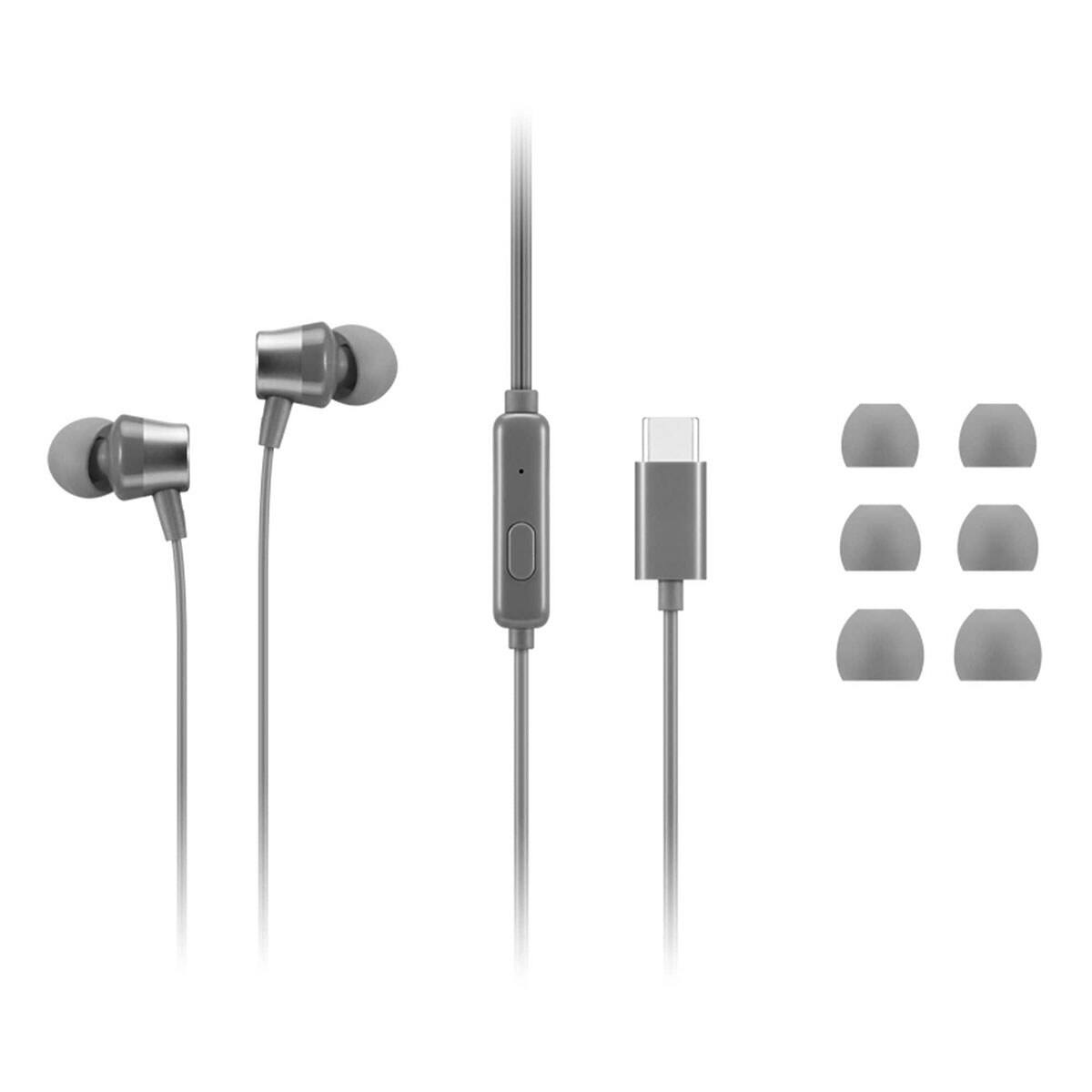Alt View 3. Lenovo - Lenovo 300 USB-C Wired In-Ear Headphones - Red.