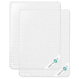 WorkOnIt - Office Chair Mat for Low Pile Carpets, Computer Desk Floor Mat - Clear