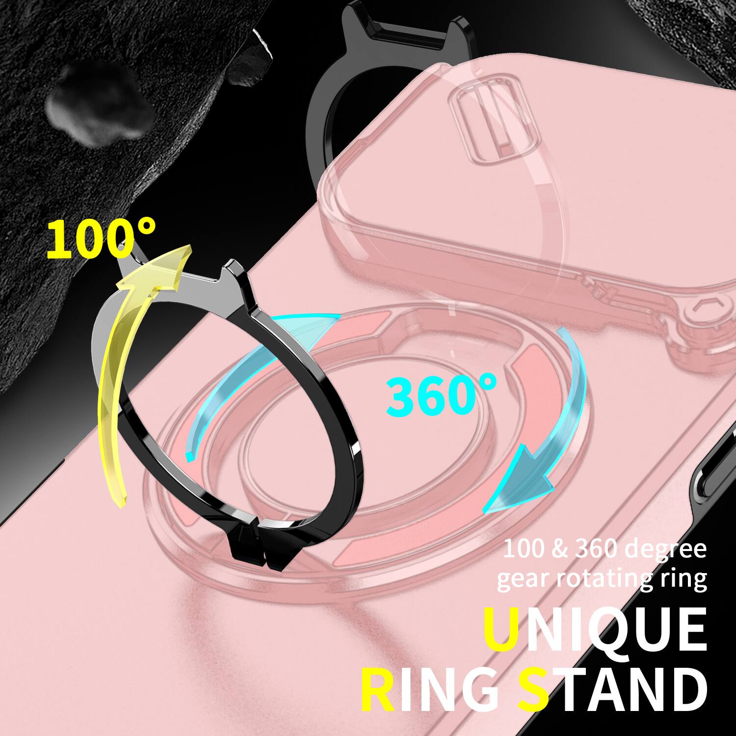 100 & 360 degree gear rotating ring  
UNIQUE RING STAND