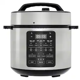 Bestier - Pressure Cooker 6 QT, Stainless Steel, 9 in 1 Multi Cooker, 12 Safety Features, Ceramic Inner Pot, Rice, Slow Cook - Silver