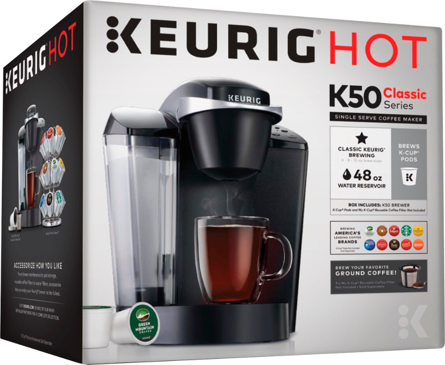 Keurig K-Classic K50 Single Serve Coffee Maker Starbucks Pod Bundle 