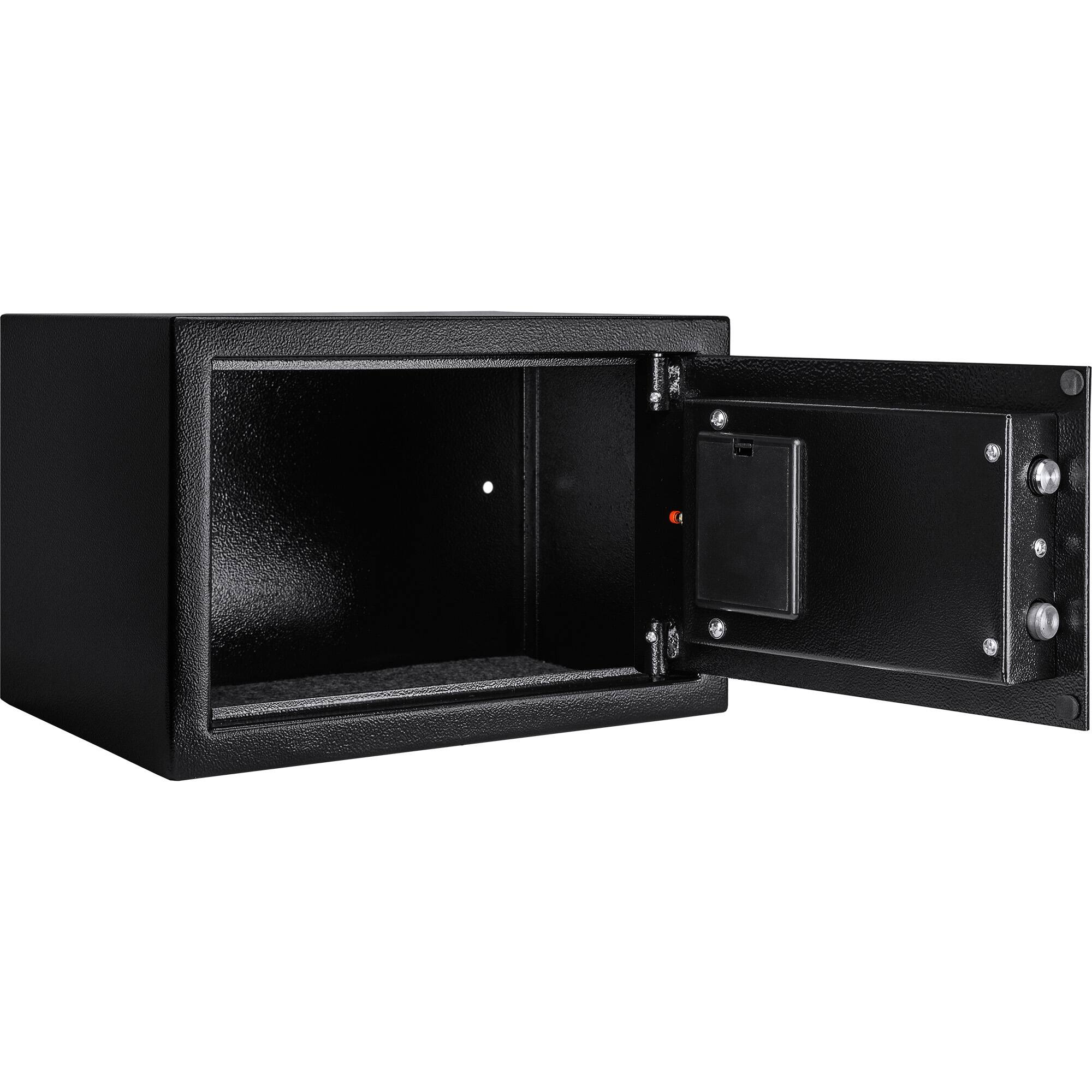 Angle. Barska - 0.41 Cu Ft Digital Keypad Security Safe-Compact Steel Lock Box with Deadbolts - Black.