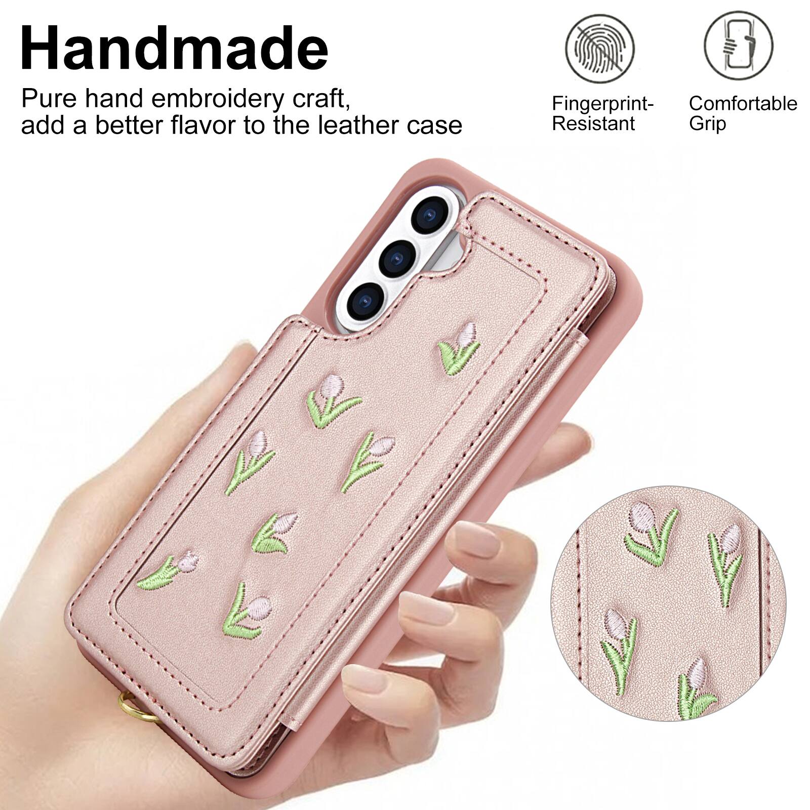 Handmade Pure hand embroidery craft, add a better flavor to the leather case

3 Fingerprint- Comfortable Resistant Grip
