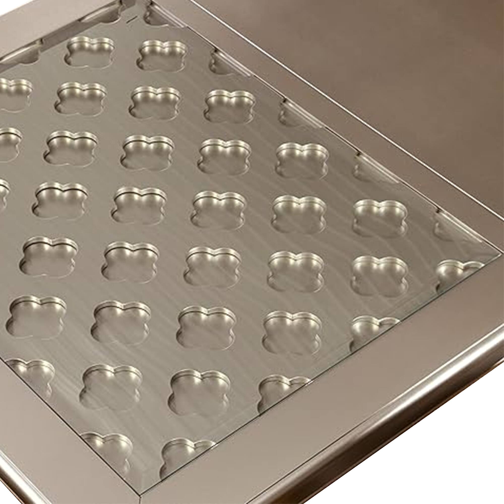 Alt View 3. Manhattan Lane - Nery 9pc Dining Table Chair Set, 66-84 Inch Extendable Gray Glass Top - Champagne Gray, Clear.