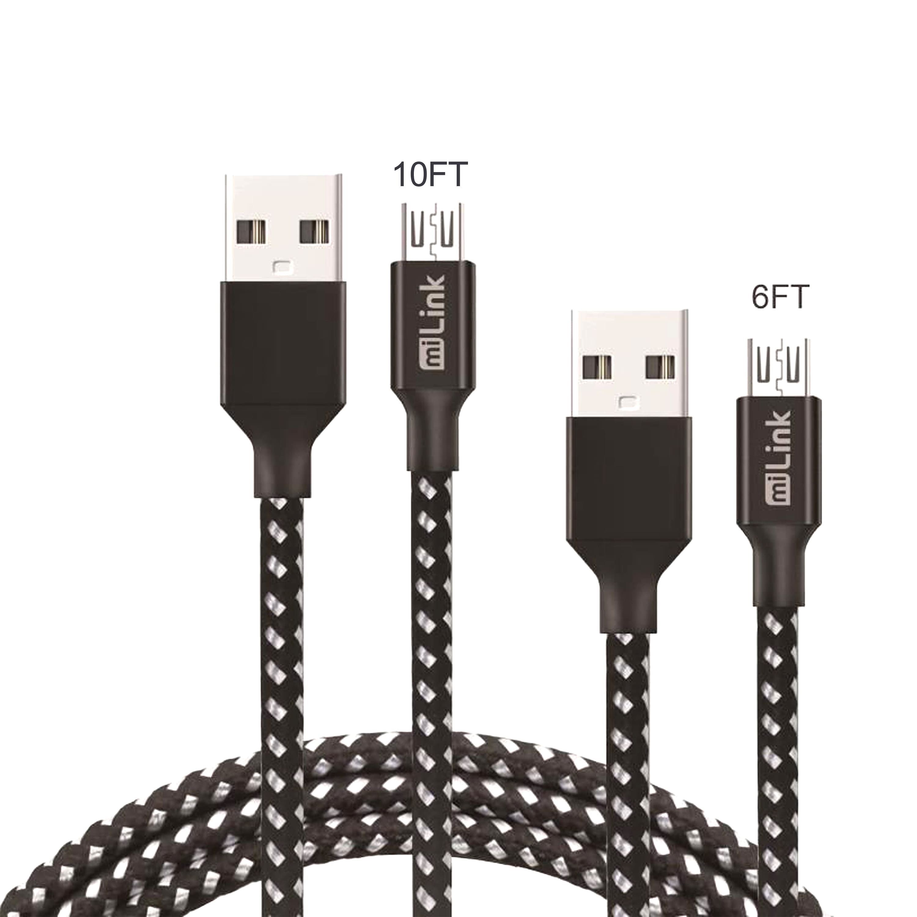miLink - 2-Pack Micro USB Changing and Syncing Cable (black-white)