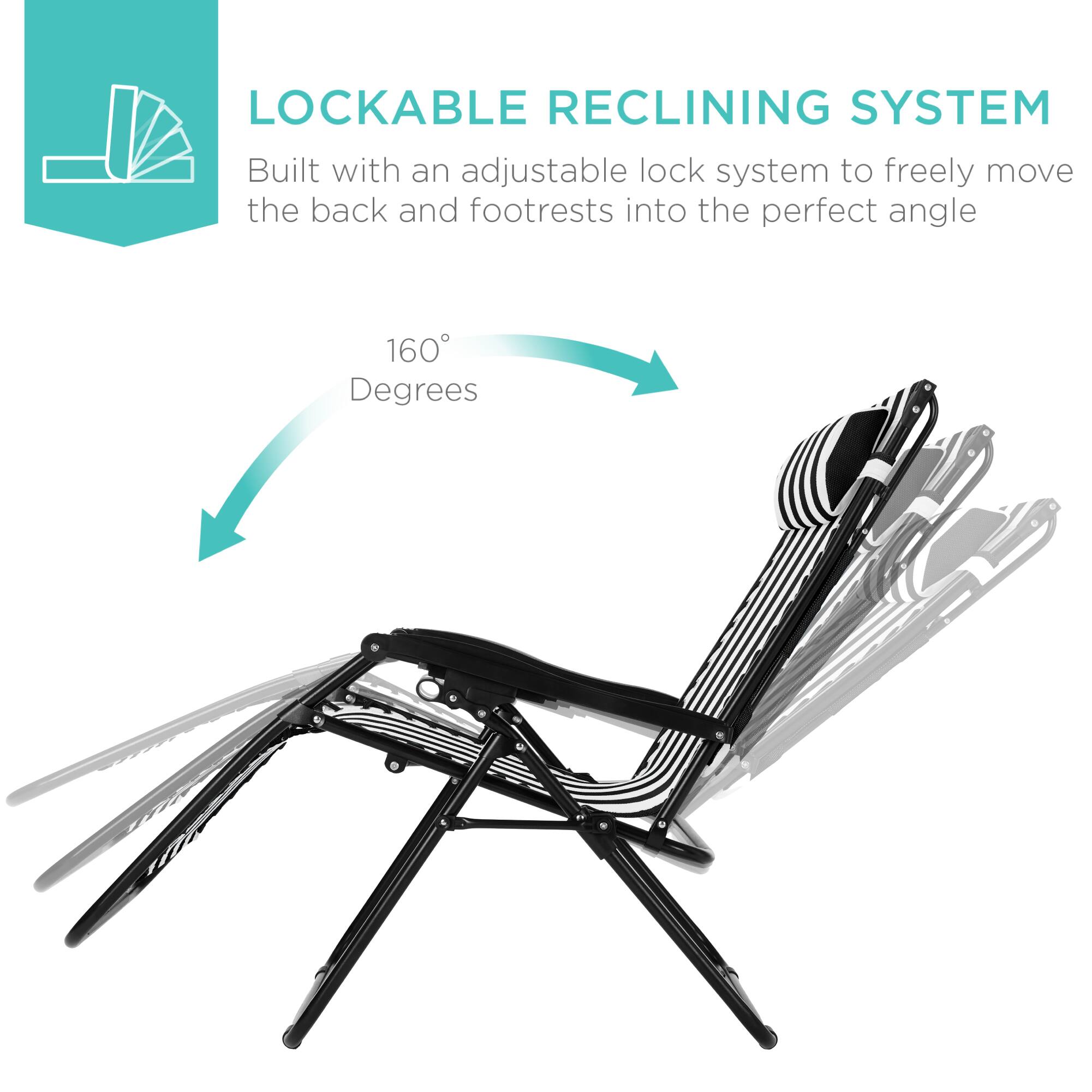 LOCKABLE RECLINING SYSTEM  
Built with an adjustable lock system to freely move the back and footrests into the perfect angle  
160 Degrees