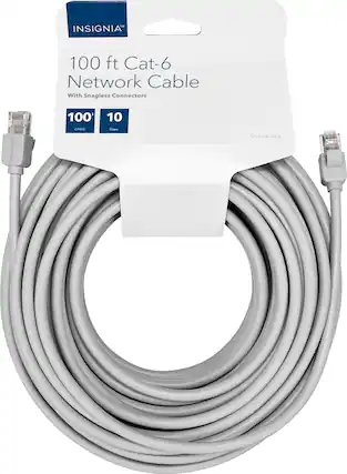 Alt View 1. Insignia™ - 100' Cat-6 Ethernet Cable - Gray.