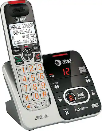 Angle. AT&T - CRL32102 DECT 6.0 Expandable Cordless Phone with Digital Answering System and Caller ID/Call Waiting - Silver.
