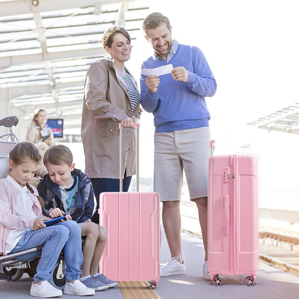 Angle. BreeBe - Luggage Sets 3 Piece, Hard shell ABS Lightweight Durable Suitcases with Double Spinner Wheels 20/24/28 Inch - Pink.